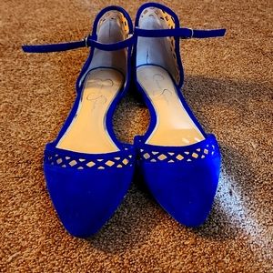 Jessica Simpson pretty blue strap-on flats.
